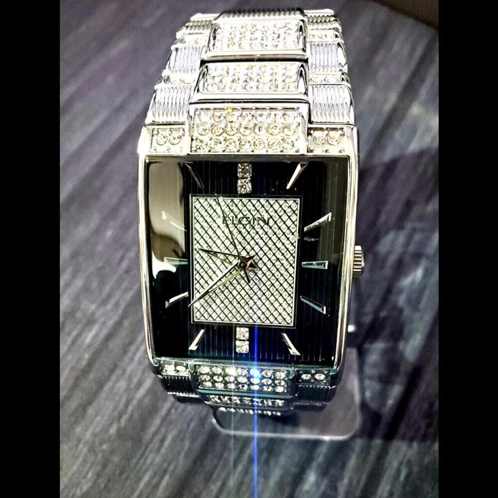 RARE Lord Elgin Gem Paved Tank Watch Plank Diamond‎ Dial - Picture 2 of 11